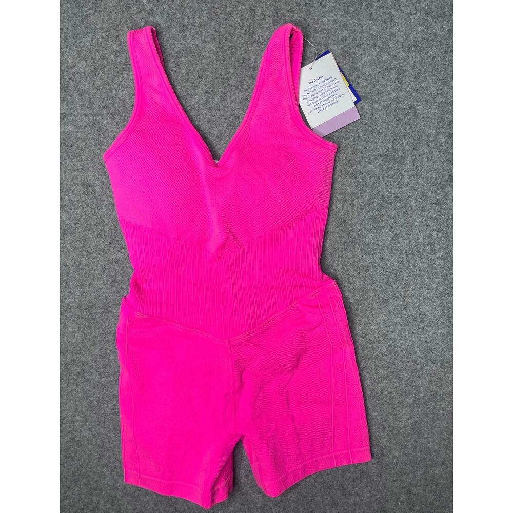 JoyLab Neon Pink "cayenne" Seamless V-Neck Bodysuit Romper Small NWT - Picture 2 of 4